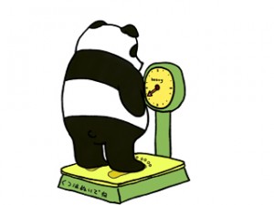 体重計にのるパンダ